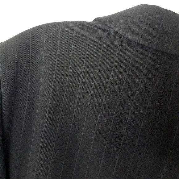 Giorgio Armani Size 14 Navy Blue Pin Lama Wool Blend Blazer Suit Coat Jacket - Picture 10 of 16